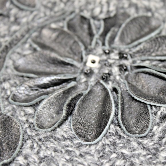 Vintage Moschino Womens Handbag Shoulder Bag Floral Wool Cable Knit Leather Trim - Picture 10 of 12